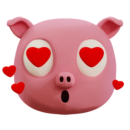 Cute Pig Love Emoji  3D Icon