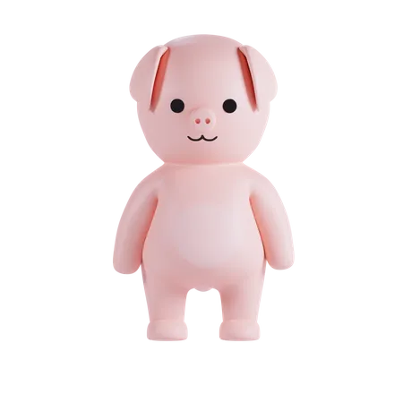 Cute Pig Pose  3D Illustration