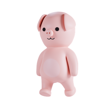 Cute Pig Pose  3D Illustration