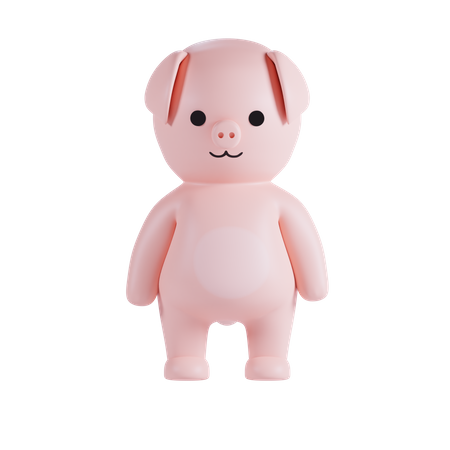 Cute Pig Pose  3D Illustration