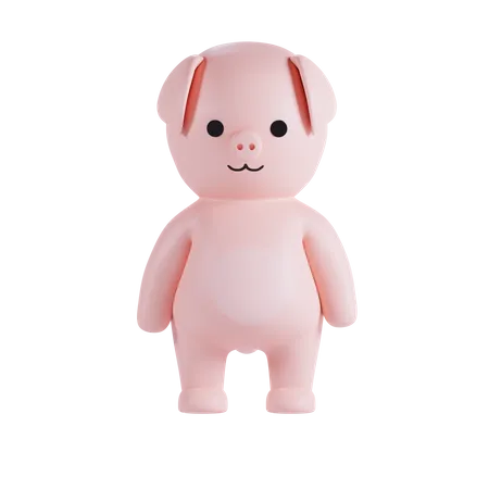Cute Pig Pose 3D Illustration