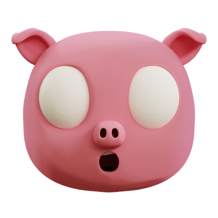 Cute Pig Scared Emoji  3D Icon