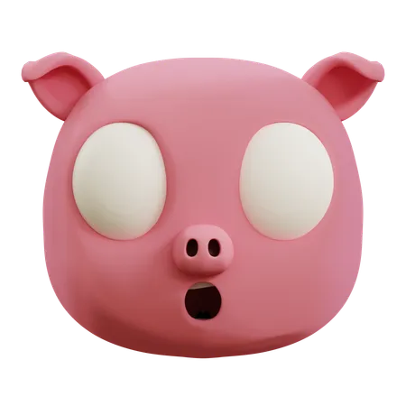 Cute Pig Scared Emoji  3D Icon