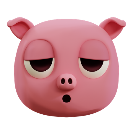Cute Pig Sleepy Emoji  3D Icon