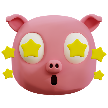 Cute Pig Star Emoji  3D Icon