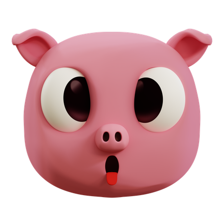 Cute Pig Tongue Emoji  3D Icon