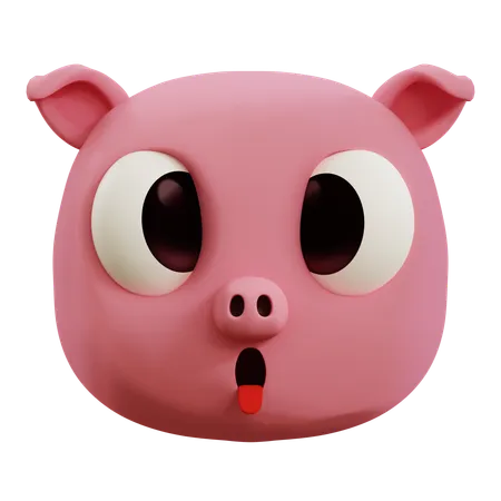 Cute Pig Tongue Emoji  3D Icon