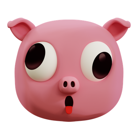 Cute Pig Ugly Face Emoji  3D Icon