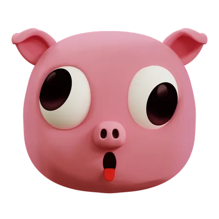 Cute Pig Ugly Face Emoji  3D Icon