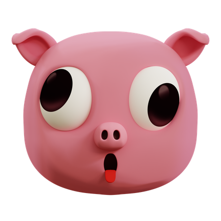 Cute Pig Ugly Face Emoji  3D Icon