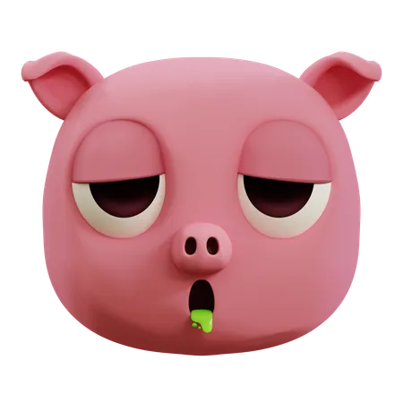 Cute Pig Vomiting Emoji  3D Icon
