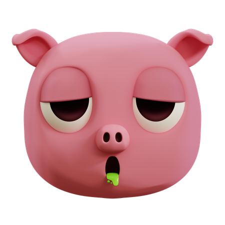 Cute Pig Vomiting Emoji  3D Icon