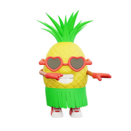Cute pineapple character doing dancing on beach  3D Icon