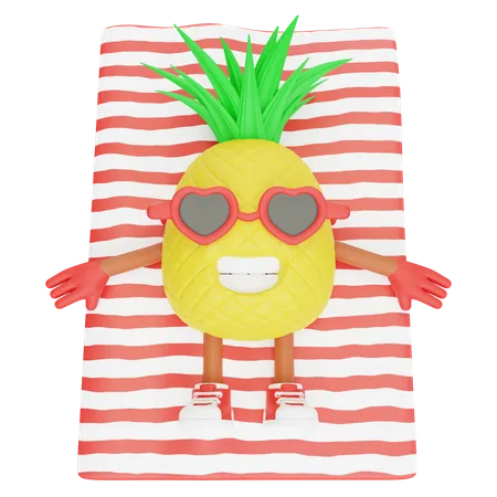 3 D Render Design Of A Cute Pineapple Character For Summer Vacation 3D Illustration