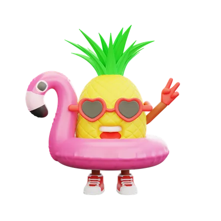 3 D Render Design Of A Cute Pineapple Character For Summer Vacation 3D Illustration