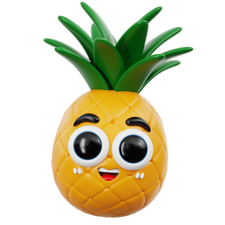 Cute Pineapple Emoji  3D Icon