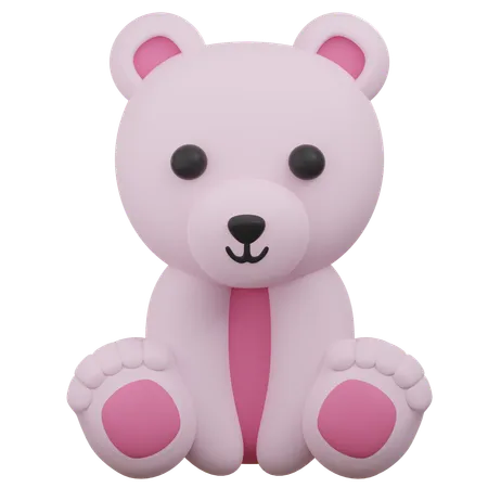 Cute Pink Bear  3D Icon