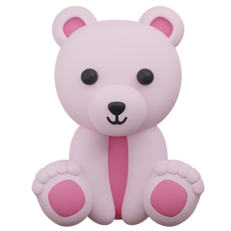 Cute Pink Bear  3D Icon