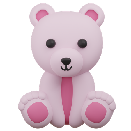 Cute Pink Bear  3D Icon