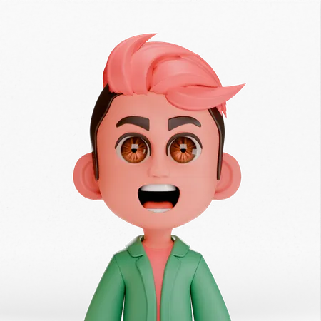 Cute pink hair boy  3D Icon