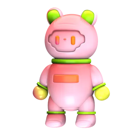 Cute Pink Robot  3D Icon