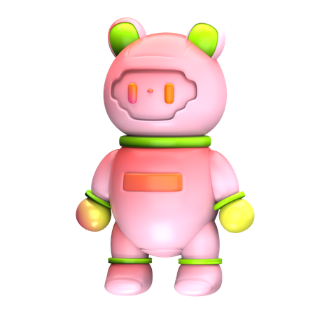 Cute Pink Robot  3D Icon