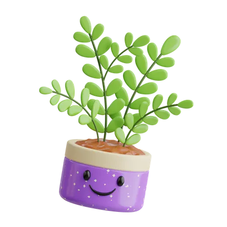 Cute Plant Pot 3D Icon