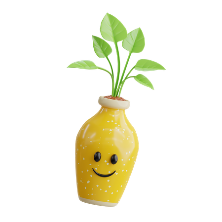 Cute Plant Vase  3D Icon