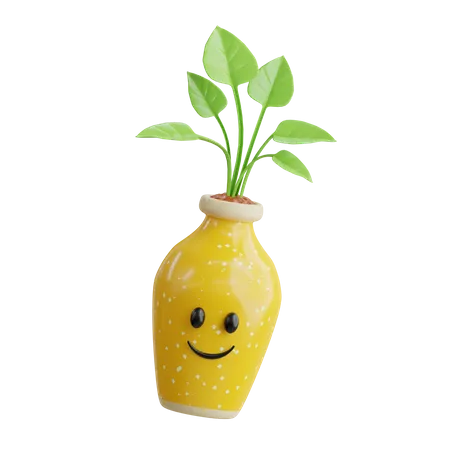 Cute Plant Vase  3D Icon