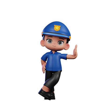 Cute Policeman Giving Cool Pose  3D Illustration