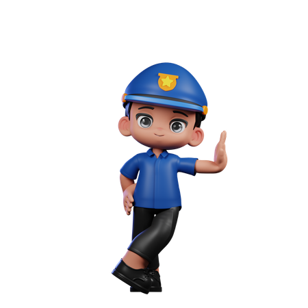 Cute Policeman Giving Cool Pose  3D Icon