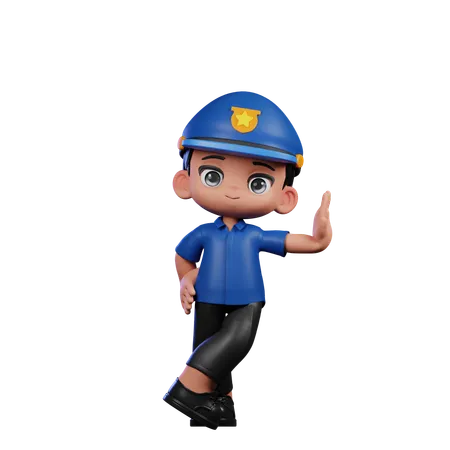 Cute Policeman Giving Cool Pose  3D Illustration