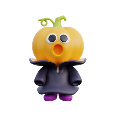 Cute pumpkin standing  3D Illustration