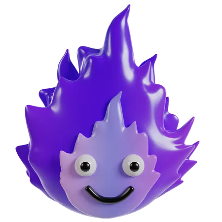 Cute Purple Flame 3D Icon