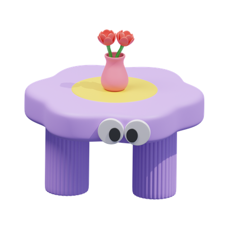 Cute Purple Table  3D Icon
