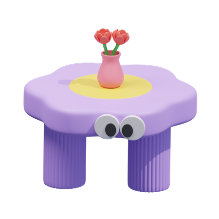 Cute Purple Table  3D Icon