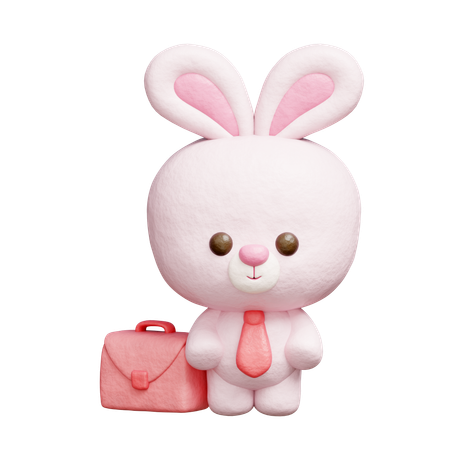 Cute Rabbit Business Wearing Tie  3D Icon