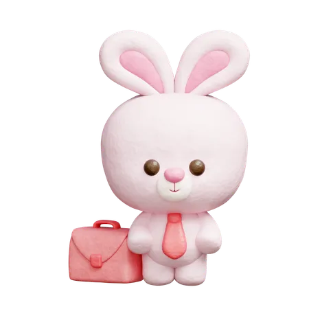 Cute Rabbit Business Wearing Tie  3D Icon