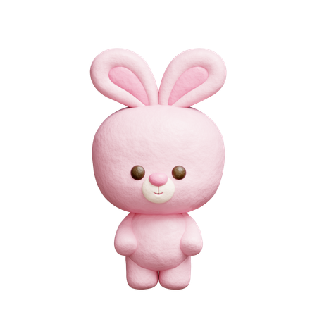 Cute Rabbit Character  3D Icon