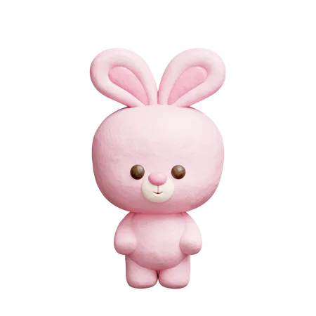 Cute Rabbit Character  3D Icon