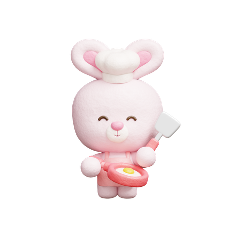 Cute Rabbit Cooking  3D Icon