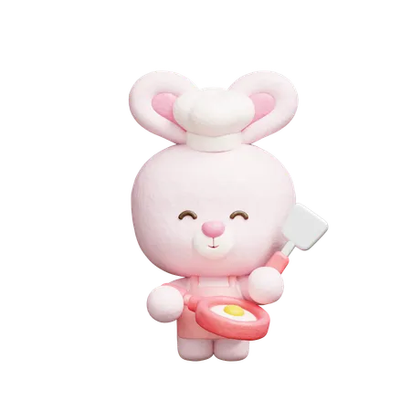 Cute Rabbit Cooking  3D Icon