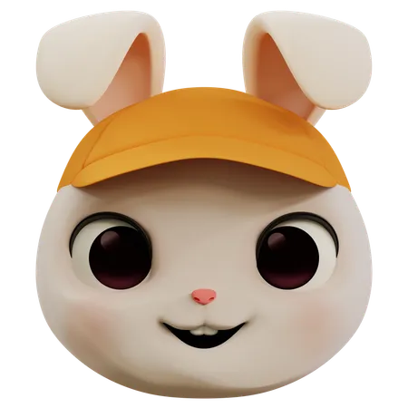 Cute Rabbit Happy Emoji  3D Icon