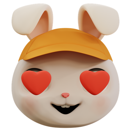 Cute Rabbit Love Emoji  3D Icon
