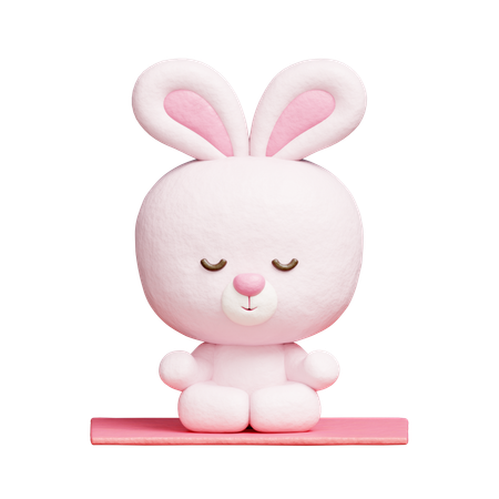 Cute Rabbit Meditation Yoga  3D Icon