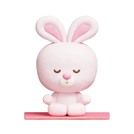 Cute Rabbit Meditation Yoga  3D Icon