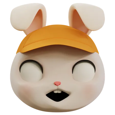 Cute Rabbit Scared Emoji  3D Icon
