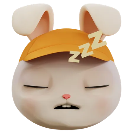 Cute Rabbit Sleeping Emoji  3D Icon