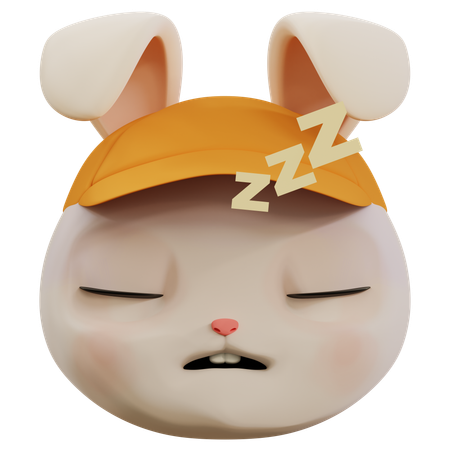 Cute Rabbit Sleeping Emoji  3D Icon