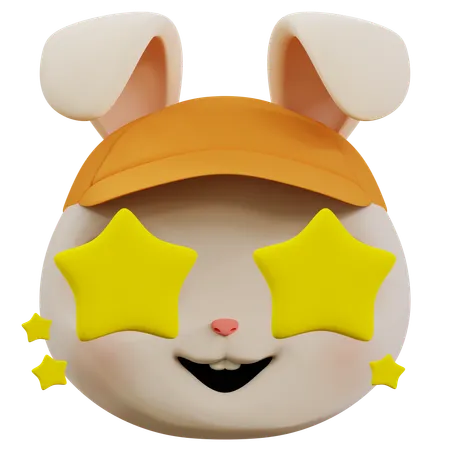 Cute Rabbit Star Emoji  3D Icon